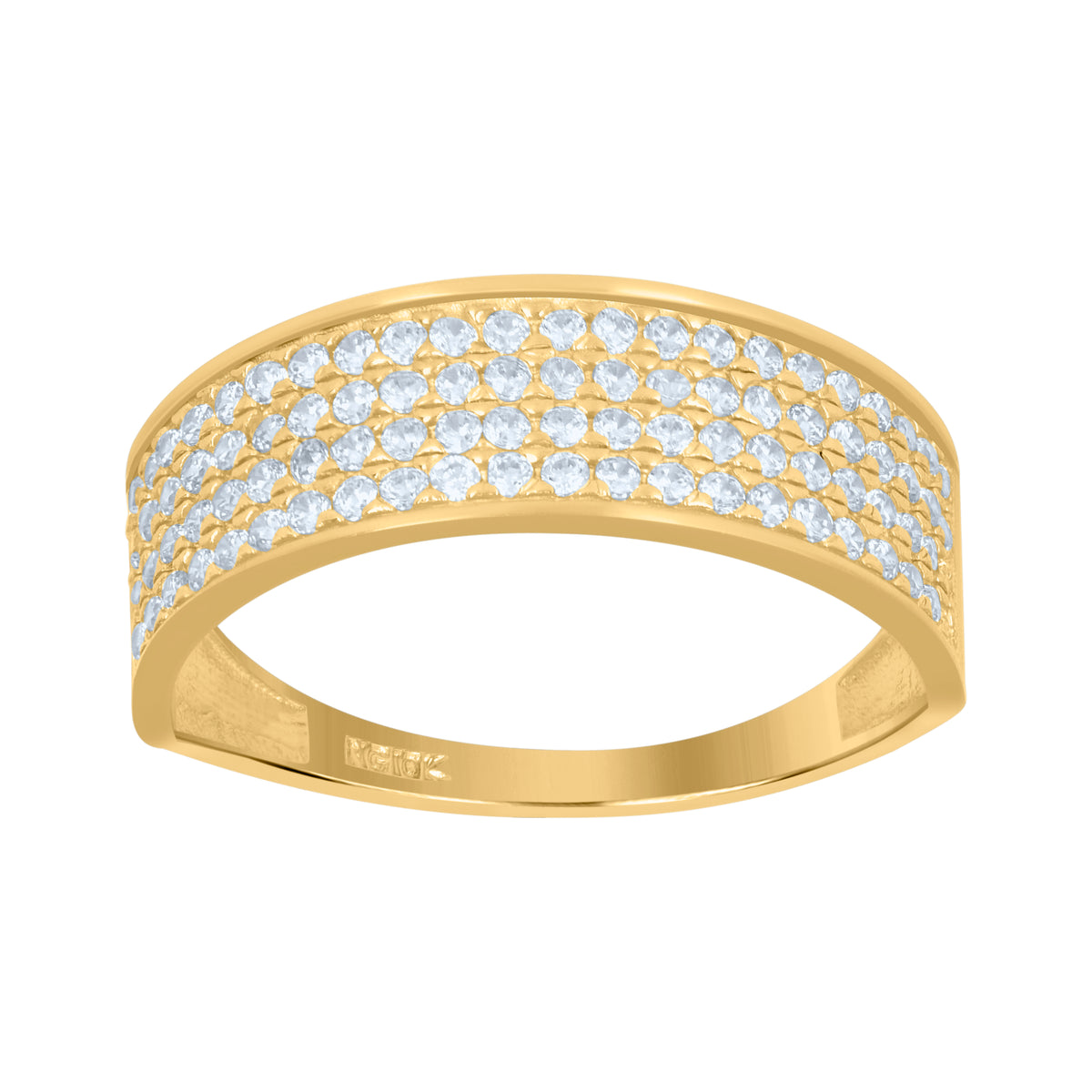 10kt Two-Tone Gold Mens Cubic Zirconia Crucifix Religious Ring