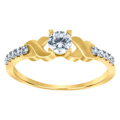 10kt Yellow Gold Womens Round Cubic Zirconia Engagement Ring