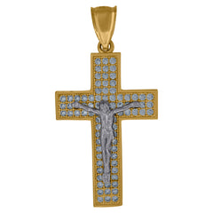 10kt Two-tone Gold Mens Square Head Jesus Religious Cuban Border Ring