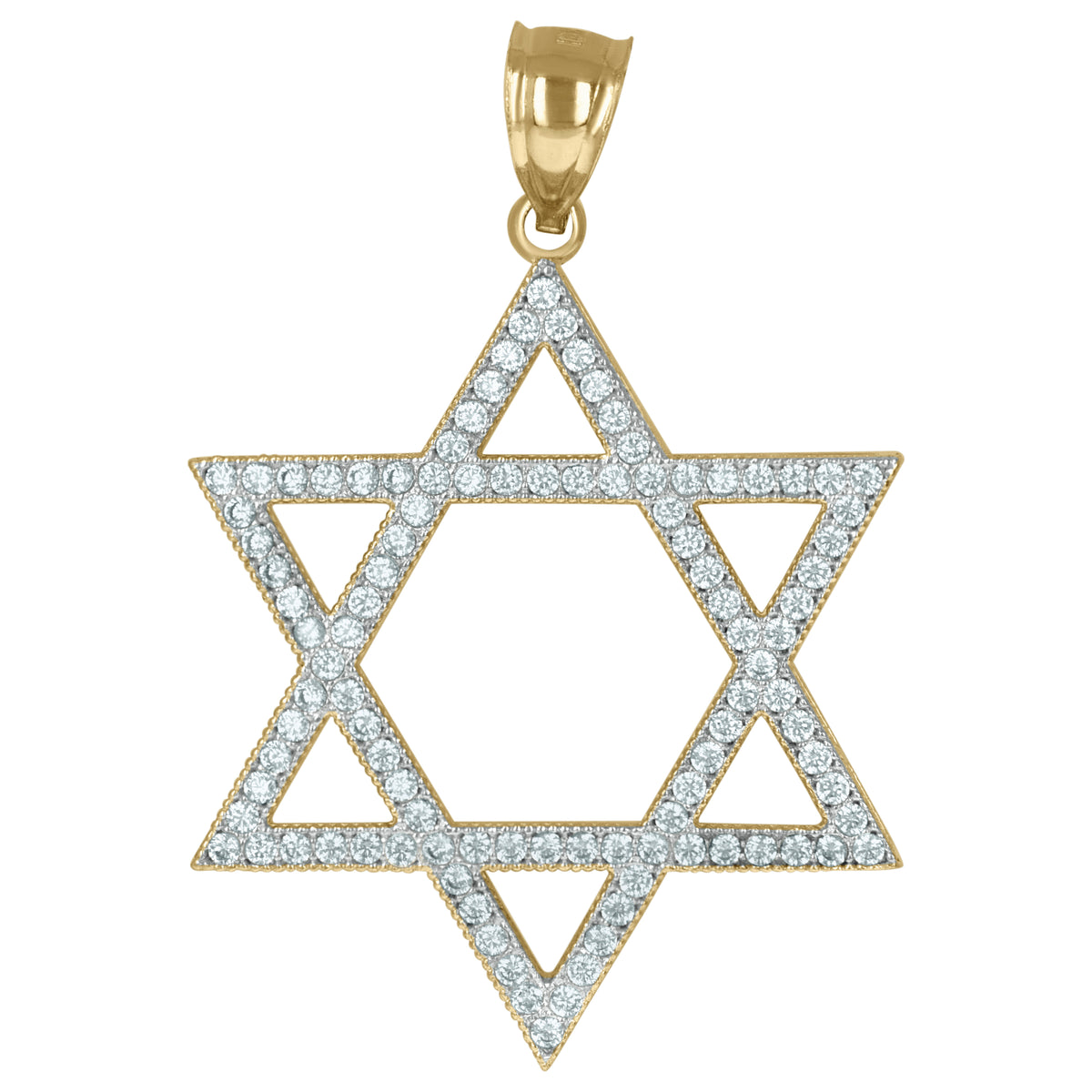 10kt Two-Tone Gold Mens Cubic Zirconia Cubic-Zirconia Star Of David Charm Pendant