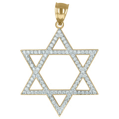10kt Two-Tone Gold Mens Cubic Zirconia Cubic-Zirconia Star Of David Charm Pendant