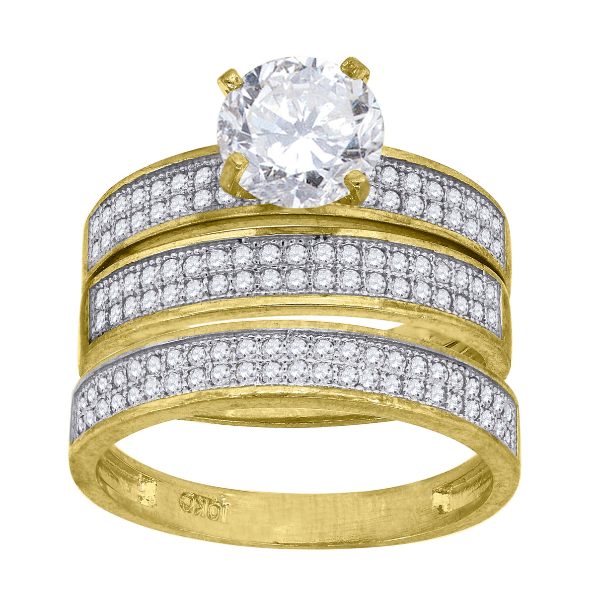 10kt Two-Tone Gold Mens Diamond-Cut Textured Initial Letter T Band Ring