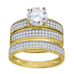 10kt Two-Tone Gold Mens Diamond-Cut Textured Initial Letter T Band Ring