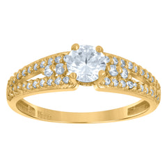 10kt Yellow Gold Mens Cubic-Zirconia Octagon Head Fashion Ring