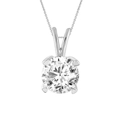 SOLITAIRE LADIES PENDANTS WITH CHAIN 0.25CT ROUND DIAMOND 14K WHITE GOLD