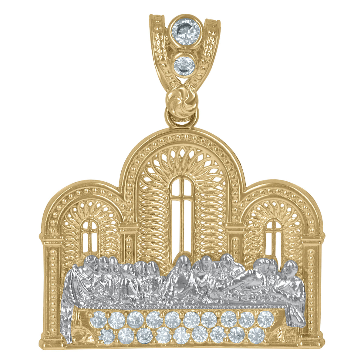 10kt Yellow Gold Diamond-Cut Nugget Mens Cross Religious Charm Pendant