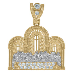 10kt Yellow Gold Diamond-Cut Nugget Mens Cross Religious Charm Pendant