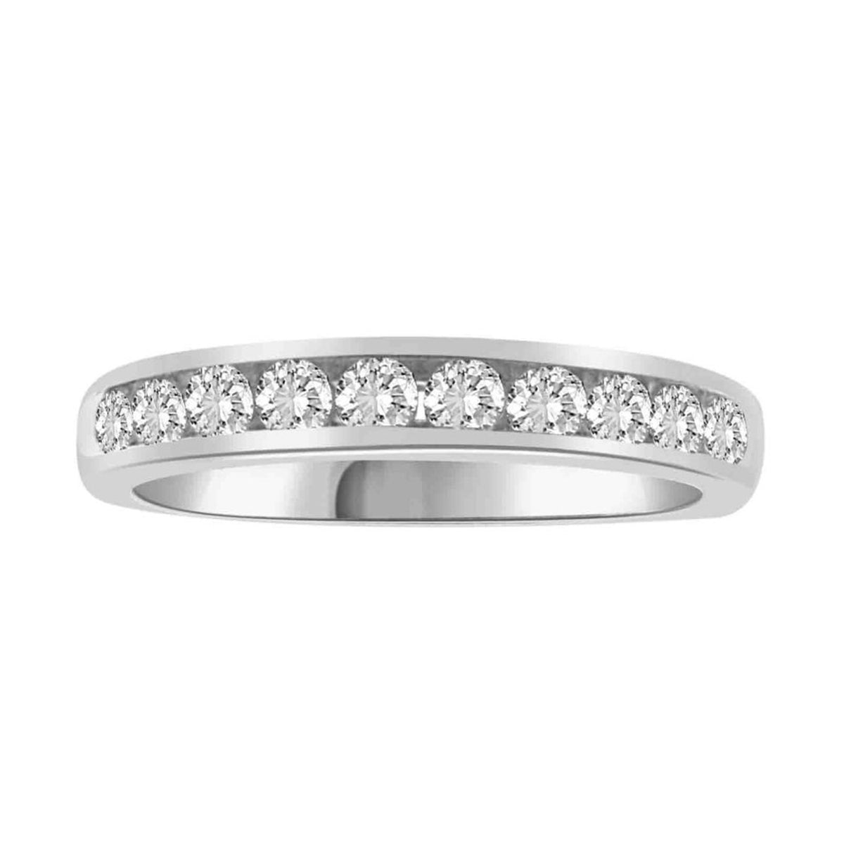 LADIES BAND 0.50CT ROUND DIAMOND 14K WHITE GOLD