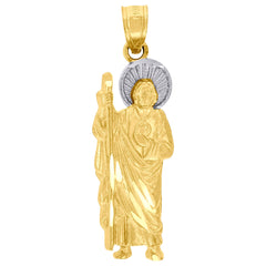 10kt Gold Two-Tone Unisex Saint Jude Religious Charm Pendant