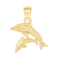 10kt Yellow Gold Diamond-Cut Womens Dolphins Animal Charm Pendant