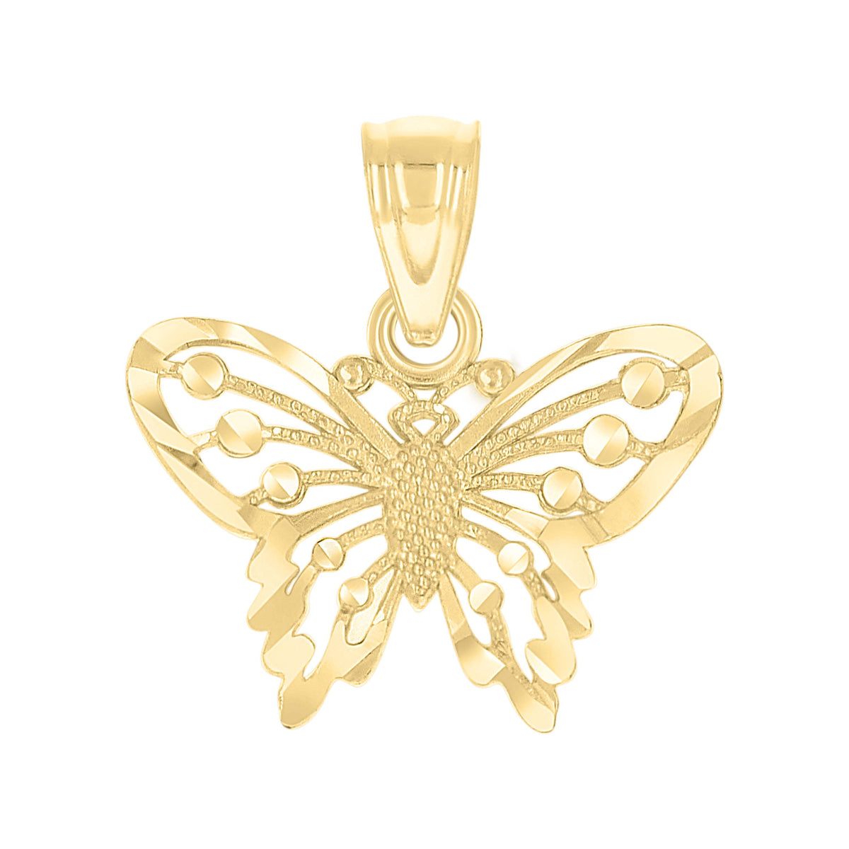 10kt Yellow Gold Diamond-Cut Womens Butterfly Animal Charm Pendant