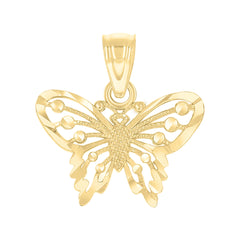 10kt Yellow Gold Diamond-Cut Womens Butterfly Animal Charm Pendant