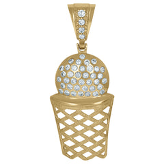 10kt Yellow Gold Mens Baguette Round Cubic-Zirconia Photo Frame Charm Pendant