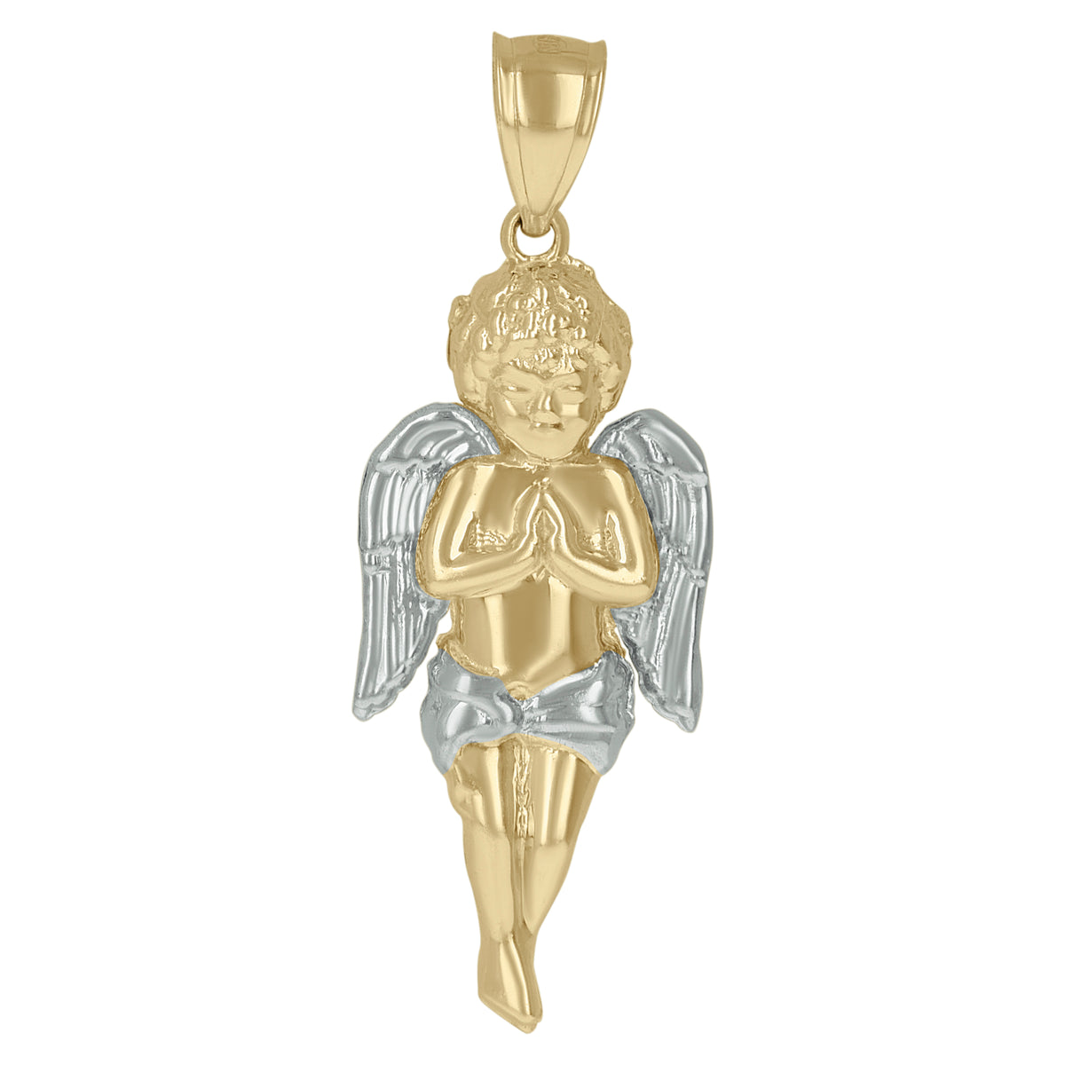 10kt Two-Tone Gold Mens Cupid Angel Religious Charm Pendant