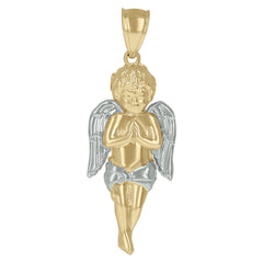 10kt Two-Tone Gold Mens Cupid Angel Religious Charm Pendant
