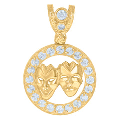 10kt Yellow Gold Mens Cubic Zirconia Star Moon Religious Charm Pendant