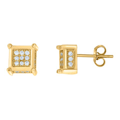 10kt Yellow Gold Mens Cubic-Zirconia Fashion Stud Earrings