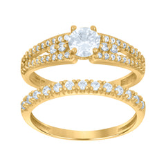 10kt Gold Womens Two-Tone CZ Split Shank Heart Band Ring