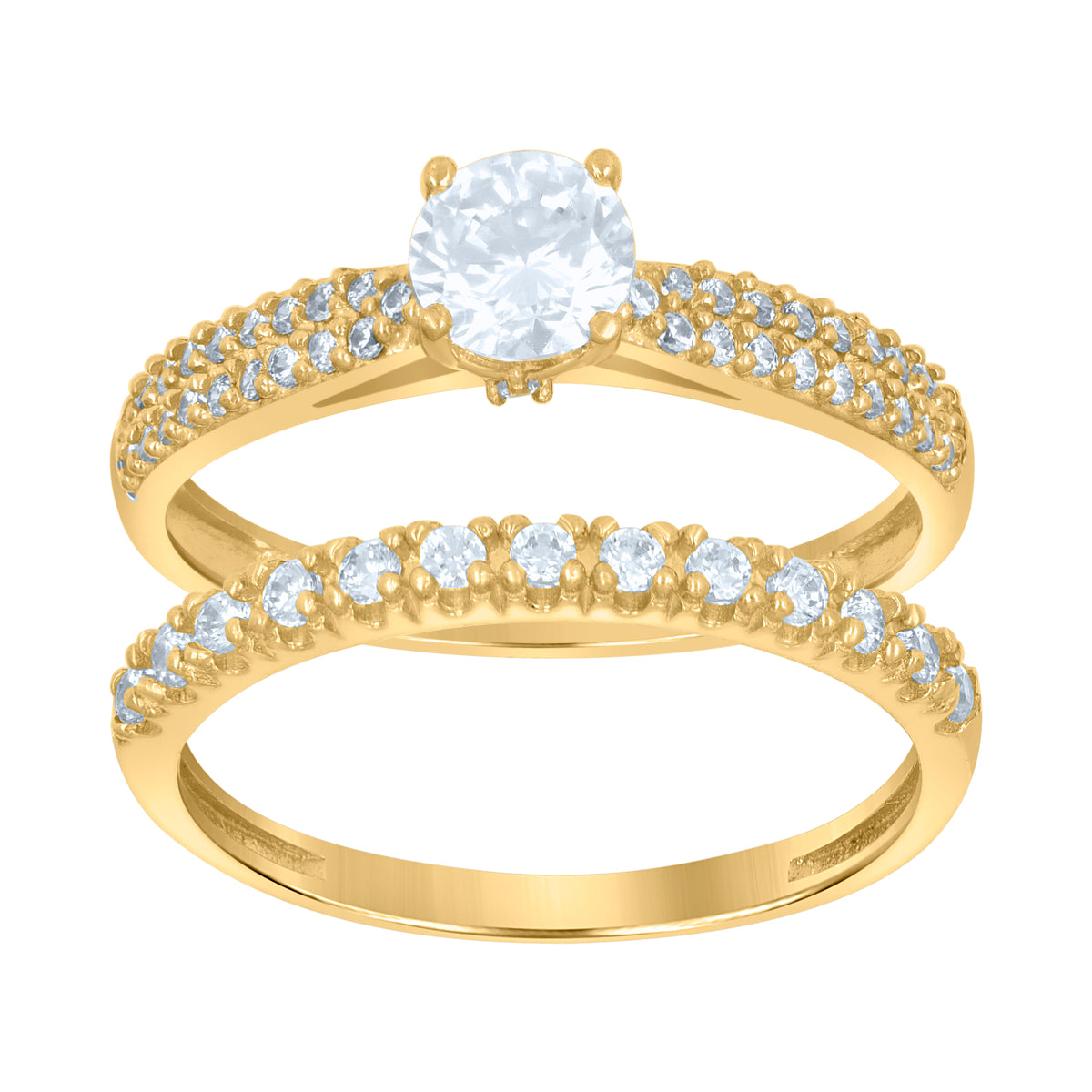 10kt Gold Womens Two-Tone CZ Split Shank Heart Band Ring