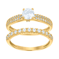 10kt Gold Womens Two-Tone CZ Split Shank Heart Band Ring