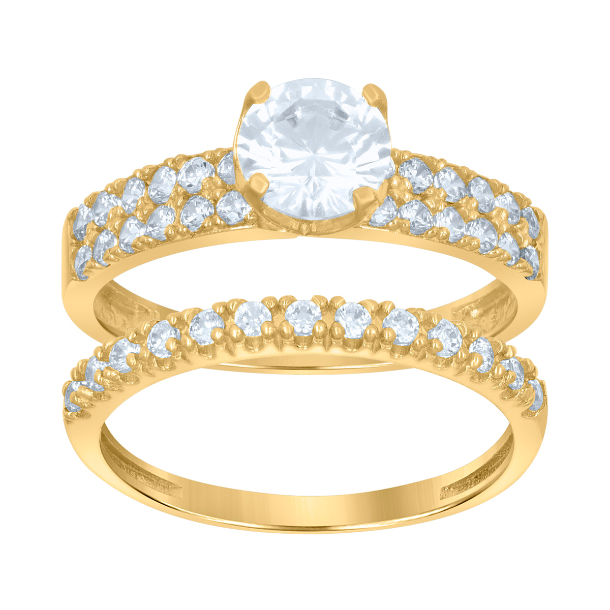 10kt Gold Womens Two-Tone CZ Split Shank Heart Band Ring