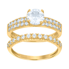 10kt Gold Womens Two-Tone CZ Split Shank Heart Band Ring