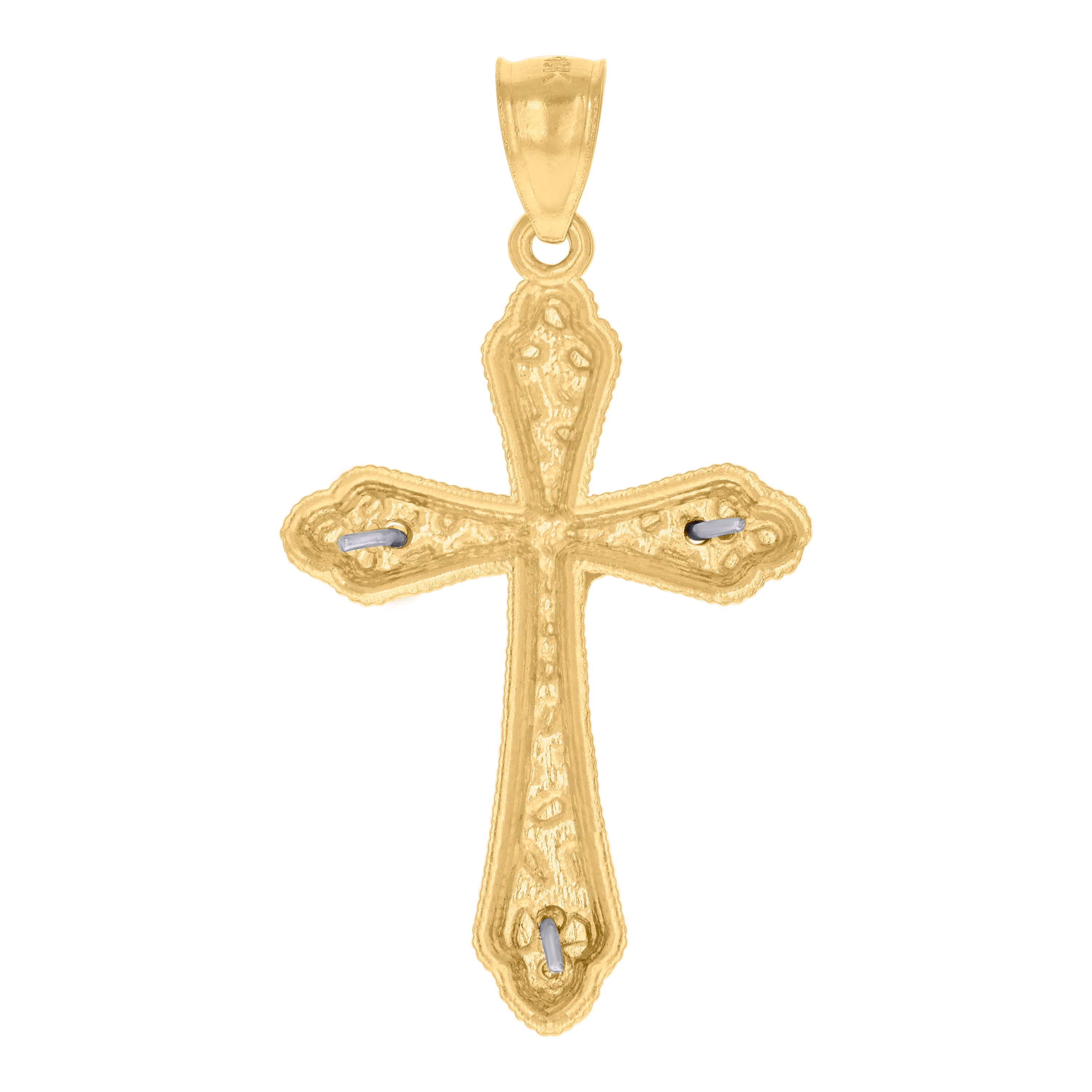10kt Gold Tri-Color Diamond-Cut Womens 15 Anos Quinceanera Charm Pendant