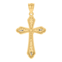 10kt Gold Tri-Color Diamond-Cut Womens 15 Anos Quinceanera Charm Pendant