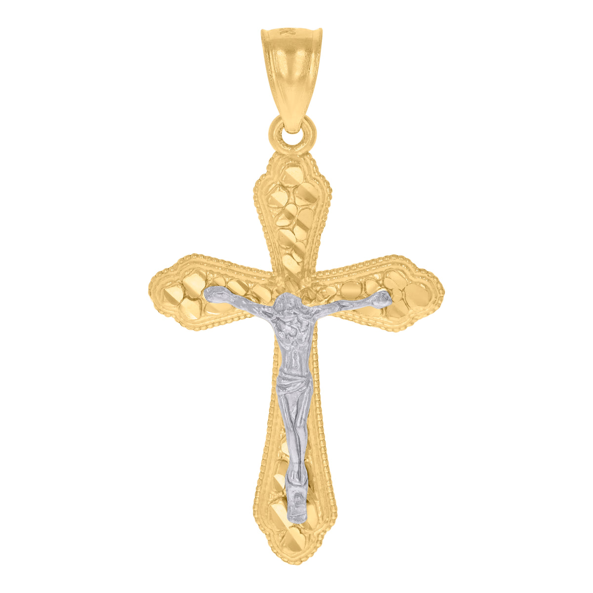 10kt Gold Tri-Color Diamond-Cut Womens 15 Anos Quinceanera Charm Pendant