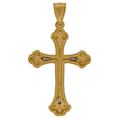10Kt Two-Tone Gold Unisex Cubic-Zirconia Crucifix Cross Religious Charm Pendant
