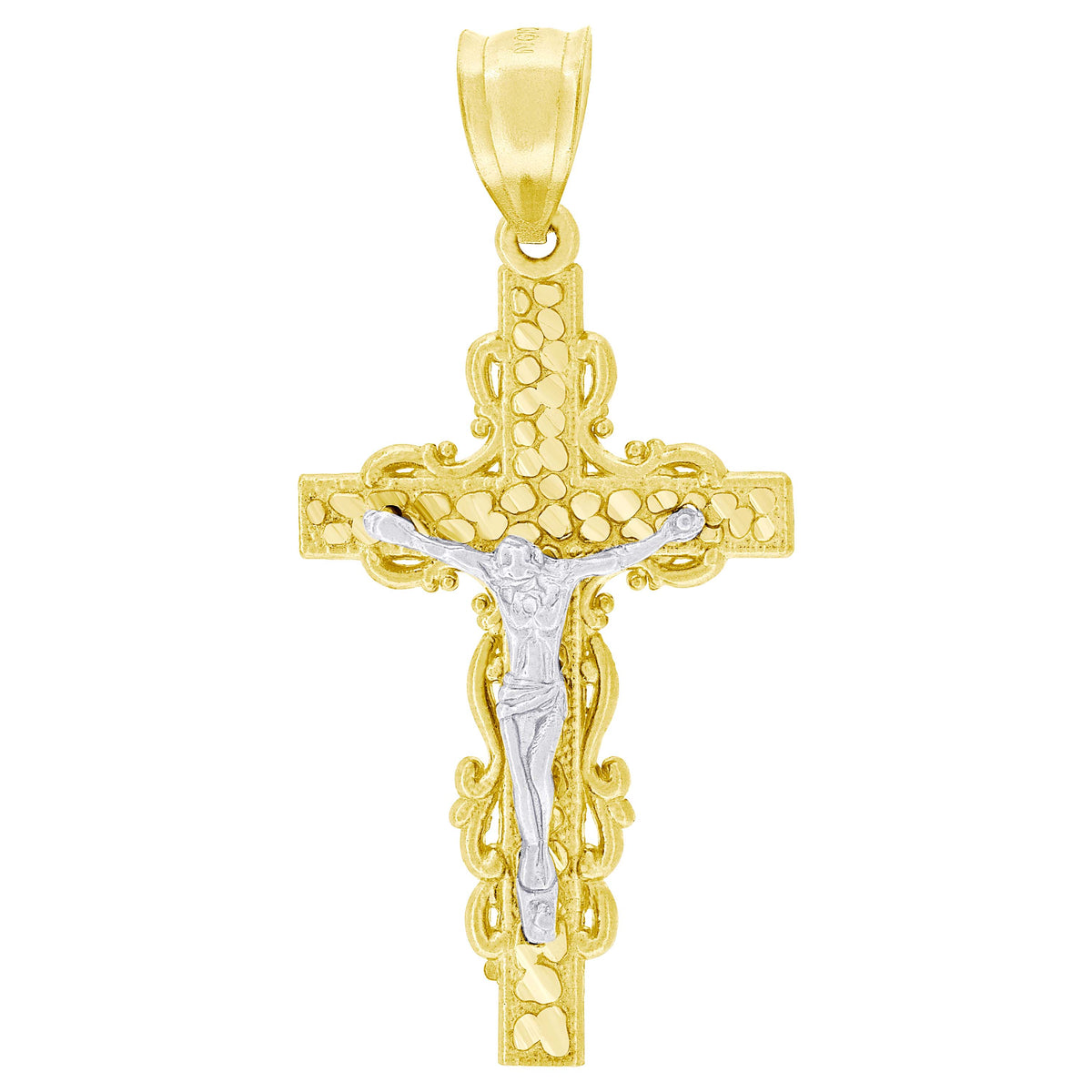 10kt Two-tone Gold Womens Cubic-Zirconia Heart Charm Pendant