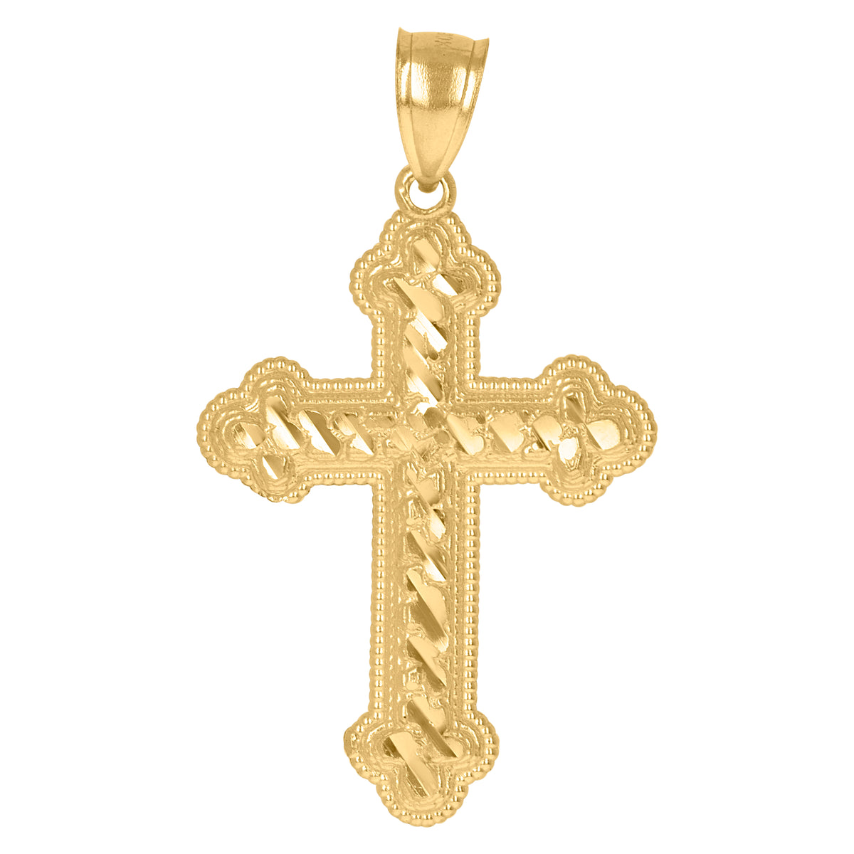 10kt Yellow Gold Mens Women Nugget Textured Cross Religious Charm Pendant