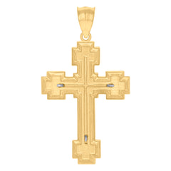 10kt Yellow Gold Mens Dripping Cross Religious Charm Pendant