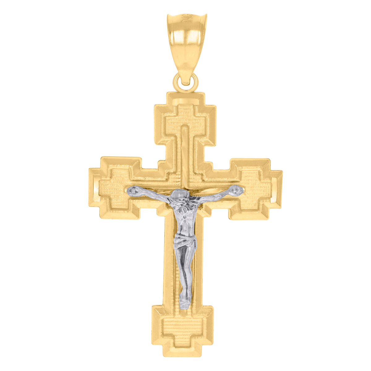 10kt Yellow Gold Mens Dripping Cross Religious Charm Pendant