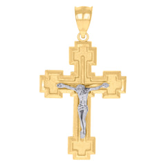 10kt Yellow Gold Mens Dripping Cross Religious Charm Pendant