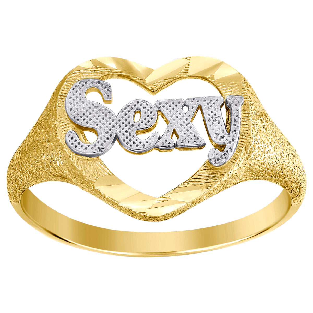 10Kt Gold Womens Two-Tone Dc Sexy Heart Band Ring