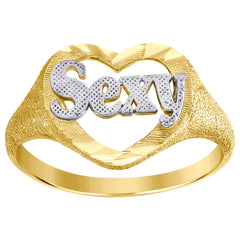 10Kt Gold Womens Two-Tone Dc Sexy Heart Band Ring