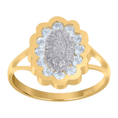 10Kt Two-Tone Gold Womens Round Cubic Zirconia Cz Lady Of Guadalupe Religious Ring
