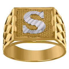 10Kt Gold Two-Tone Diamond-Cut Mens Pharaoh Egyptian Charm Pendant