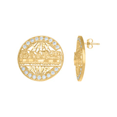 10kt Yellow Gold Mens Cubic-Zirconia Medusa Egyptian Fashion Charm Pendant