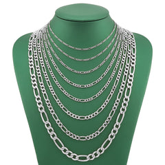 10k White Gold Hollow Figaro Chain 2MM to 10.6MM Necklaces All Lengths Available 14" to 30"