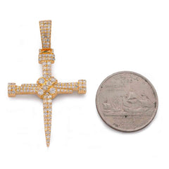 Nail Cross 2CTW Natural Diamond 10k Gold Charm Pendant 6.3g For Mens