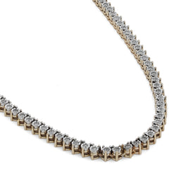 3.1MM 10k Yellow Gold 2CTW Natural Diamond Illusion Set Tennis Chain 20" Men Women Necklace 22.5gm