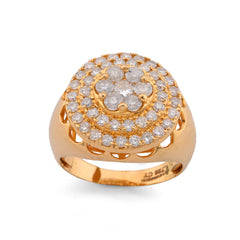 Mens 7 Stone Flower Cluster Natural Diamond 14k Gold 1.75CTW Halo Pinky Ring 6.8gms