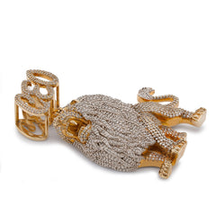 10k Yellow Gold CEO Lion Animal Charm 7.5CTW Natural Diamond Mens Charm 37.1gms