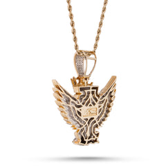 10k Yellow Gold Lion w/ Wings & Crown 4.89CTW Natural Diamond Charm 18g Mens Pendant