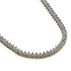 3.1MM 10k Yellow Gold 2CTW Natural Diamond Illusion Set Tennis Chain 22" Mens Womens Necklace 25.8g