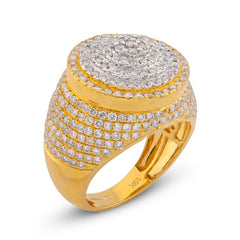 10k Yellow Gold 3.30CTW Natural Diamond Round Halo Cluster Mens Ring 8.8g