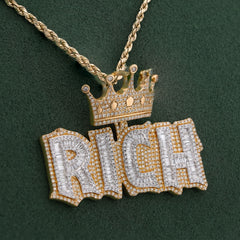 10k Yellow Gold RICH Crown Pendant 5CTW Natural Diamond Mens Charm 14.7g