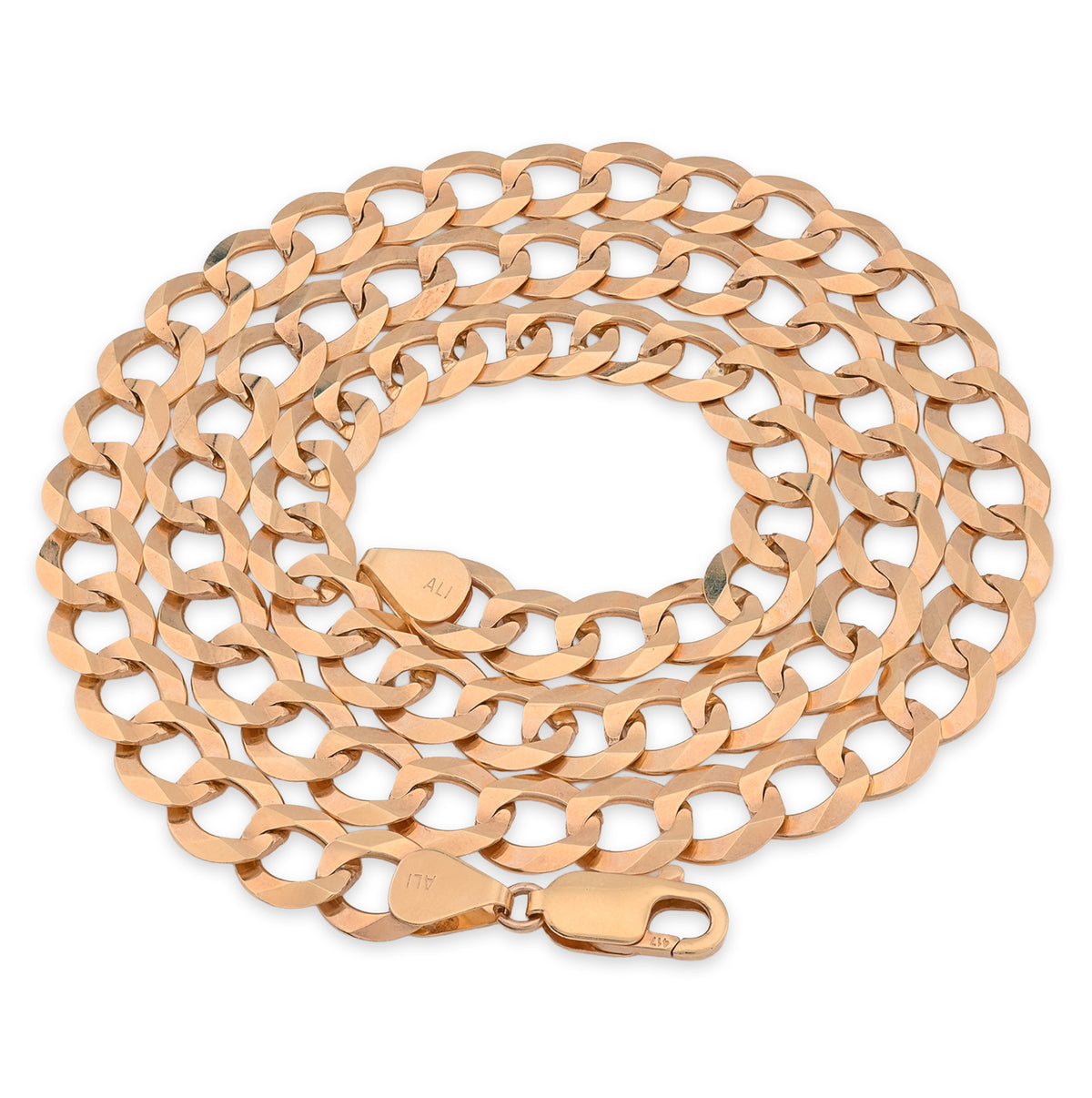10k Rose Gold Hollow Flat Cuban Chain 2MM to 16.5MM Necklace 1.5gms to 102.6gms Sizes 14" to 30"